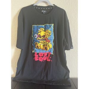RS1 RS1NE 3XL Lost Soul Embroidered Graphic Black t‎ Shirt Streetwear
